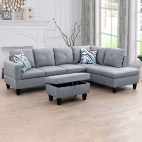 66.5" Grey Linen 3-Piece Living Room Sofa Set