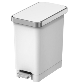 Better Homes & Gardens 2.5 Gallon Trash Can, Premium Plastic Step Bathroom Trash Can, White