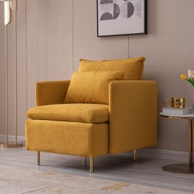 Modern fabric accent armchair;  upholstered single sofa chair;  Yellow Cotton Linen-30.7''