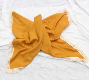 Baby Cotton Double Yarn Tassel Bath Towel (Option: Turmeric-80x65cm)