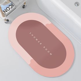 Bathroom Absorbent And Quick-drying Floor Mat (Option: Oval Pink-60x90-1PCS)