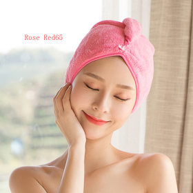 Women's Hair Dryer Cap, Absorbent Dry Hair Towel (Option: Rose Red65)