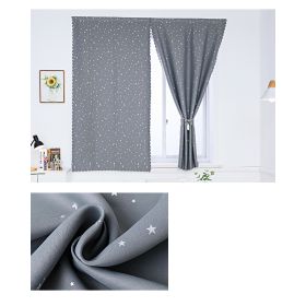 Solid Color Star Curtain White Tulle Hook&Loop No Punching Easy To Install Bedroom Girls Kids Adult Shading Simple Self-adhesive (Color: 03 Grey silver stars, size: W 1.8m x H 1.5m(single opening))