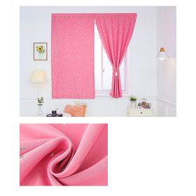 Solid Color Star Curtain White Tulle Hook&Loop No Punching Easy To Install Bedroom Girls Kids Adult Shading Simple Self-adhesive (Color: 03 Pink silver stars, size: W 1.0m x H 1.5m(single opening))