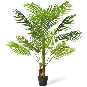 Indoor Outdoor Decorative Accessories Artificial Areca Palm Decorative Silk Tree (Color: Green, size: 4.3 Ft)