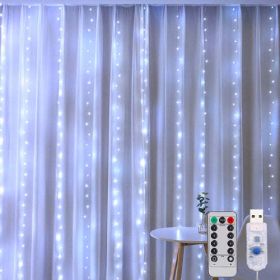 3m Usb Window Curtain Lights Remote Control 8 Modes Garland (Style: X, Emitting Color: White)