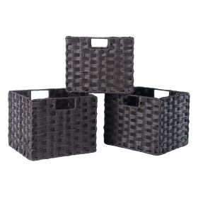 Melanie 3-Pc Foldable Woven Fiber Basket Set; Chocolate (SKU: 38311)